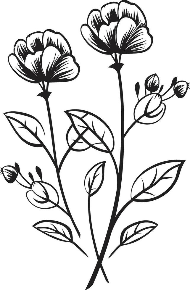 betoverd bloei elegant zwart vector logo met bloemen bloemen tapijtwerk monochromatisch embleem van botanisch elementen