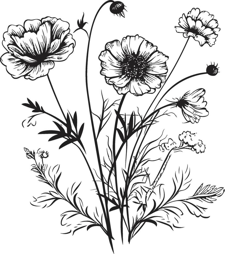 tijdloos tuin chique zwart icoon voor botanisch bloemen aard symfonie strak vector logo, zwart bloemen