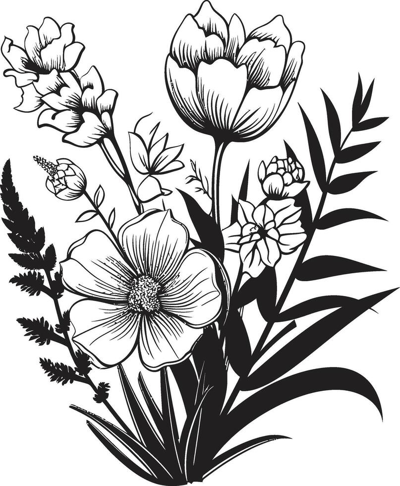 bloemen symfonie zwart icoon presentatie van elegantie in botanisch elementen elegantie in bloeien tijdloos vector logo met zwart botanicals