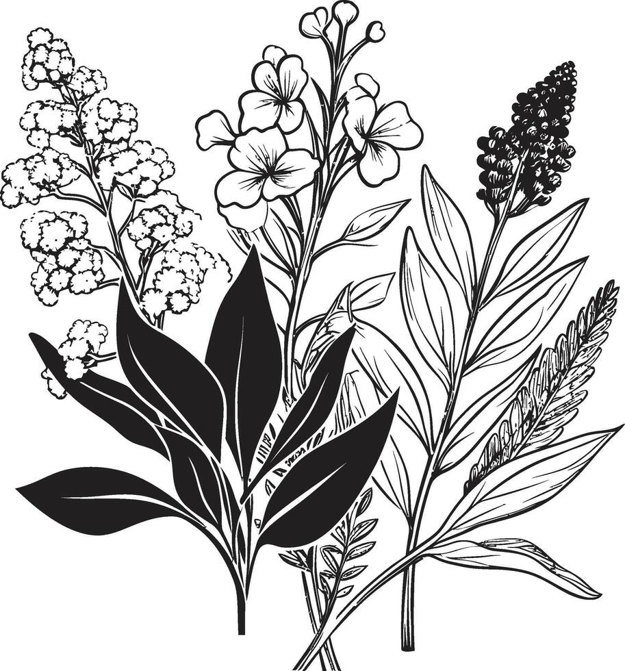 eindeloos bloemblad charme strak icoon presentatie van zwart botanisch bloemen aard elegantie zwart vector logo met monochroom botanisch ontwerp