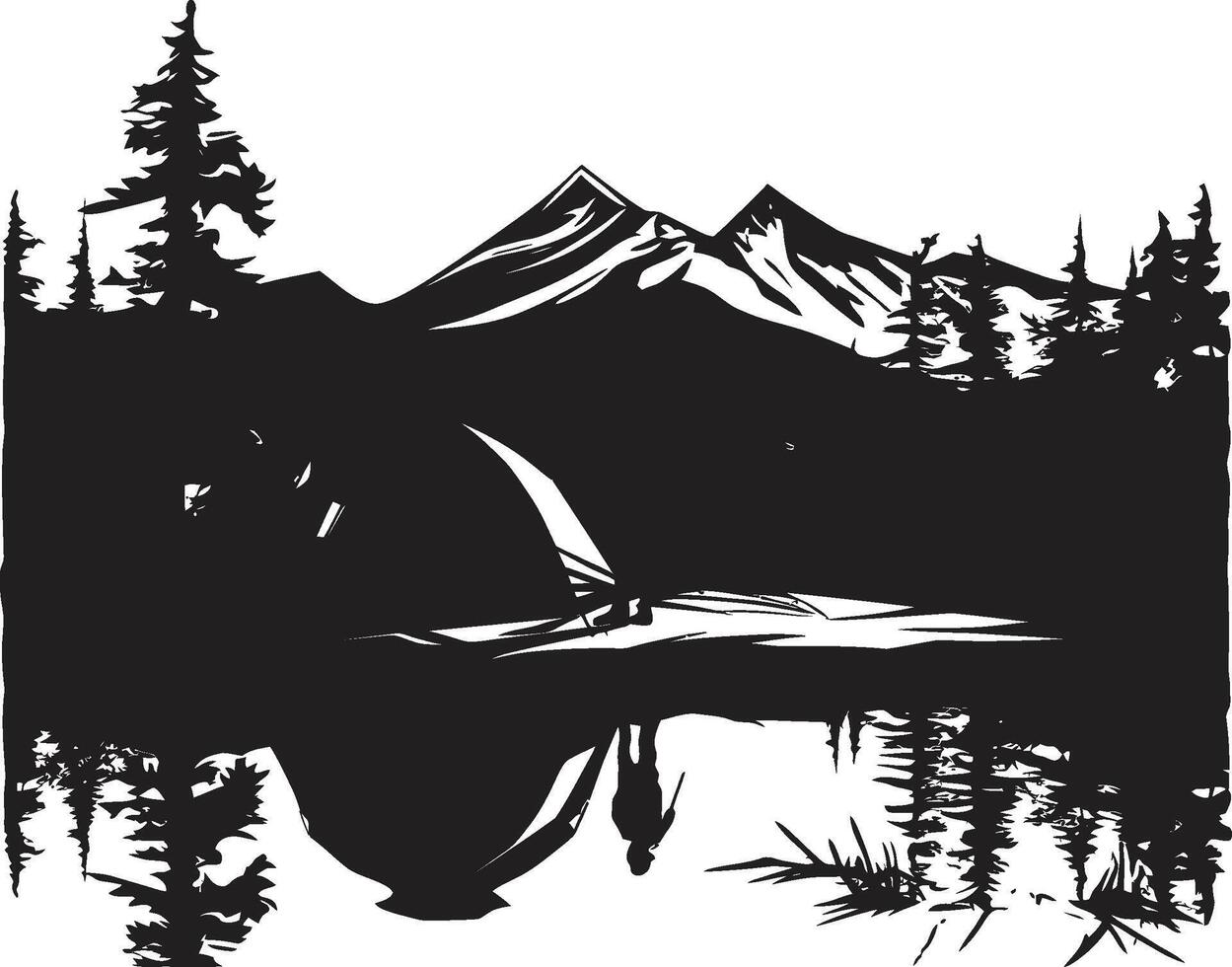wildernis fluistert elegant vector logo voor buitenshuis exploratie robuust expeditie strak zwart camping icoon illustreren aard telefoontje