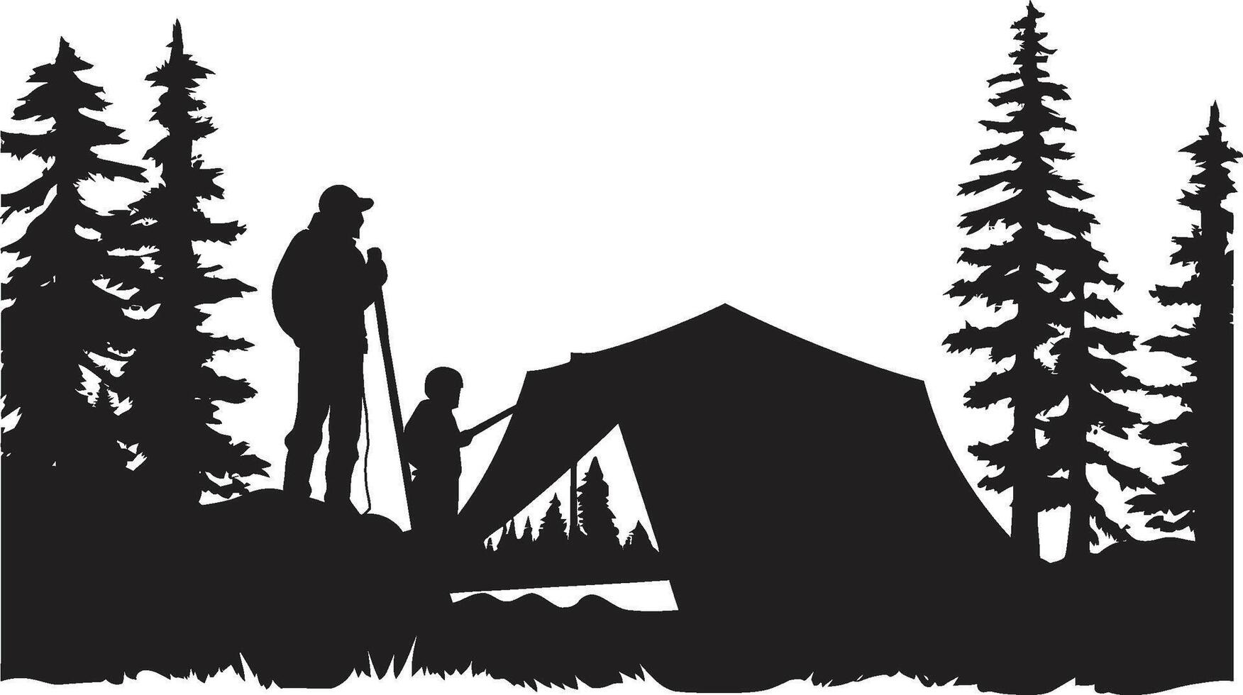 camping ontsnapping elegant zwart icoon presentatie van vector logo ontwerp berg majesteit monochroom embleem voor wildernis trekt zich terug