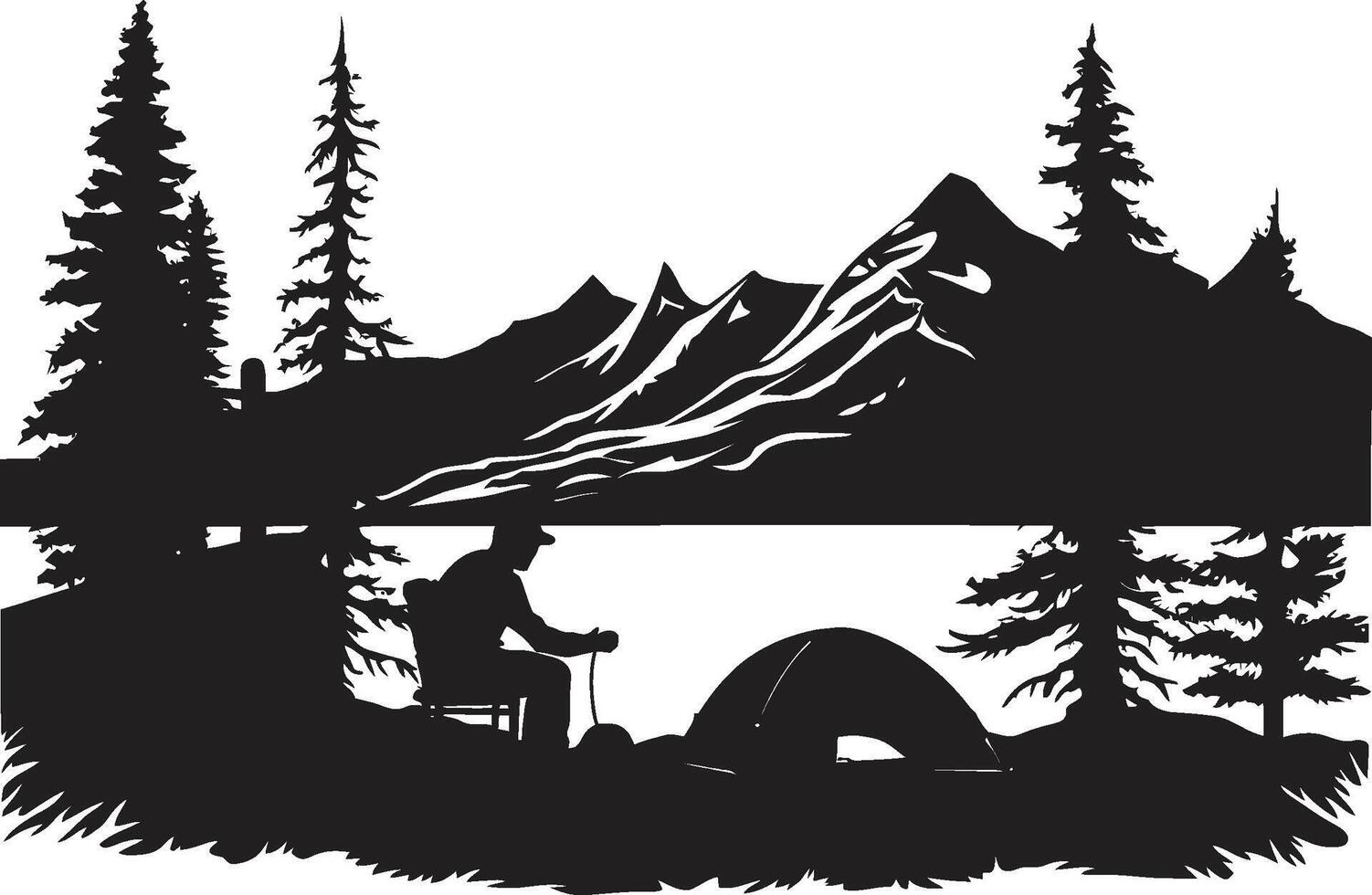 camping sterrenbeelden vector logo ontwerp in chique zwart in de wild monochroom embleem voor buitenshuis camping enthousiastelingen