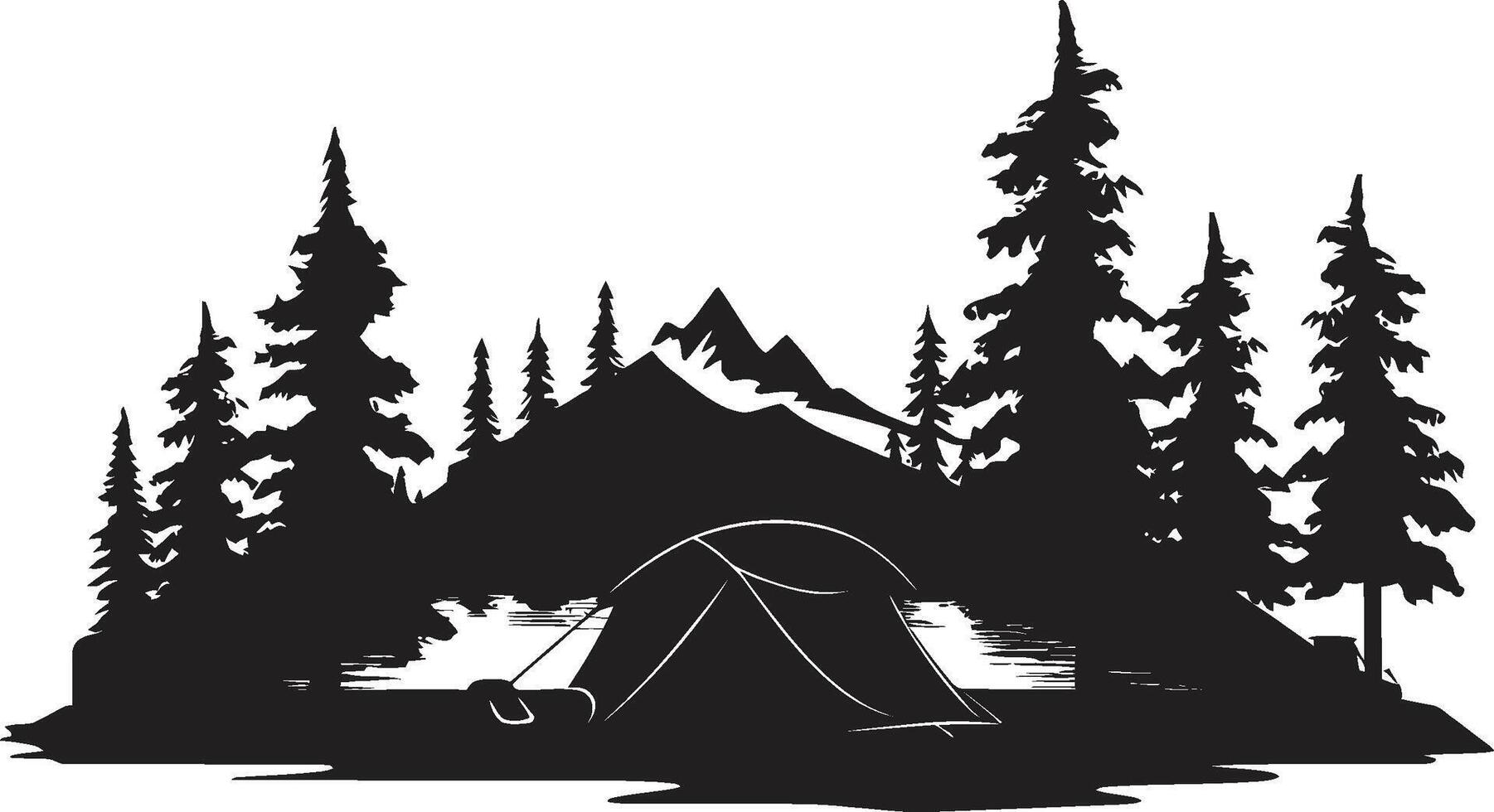 kampvuur kronieken zwart vector logo ontwerp icoon voor avontuurlijk zielen aard symfonie elegant zwart icoon met vector camping ontwerp