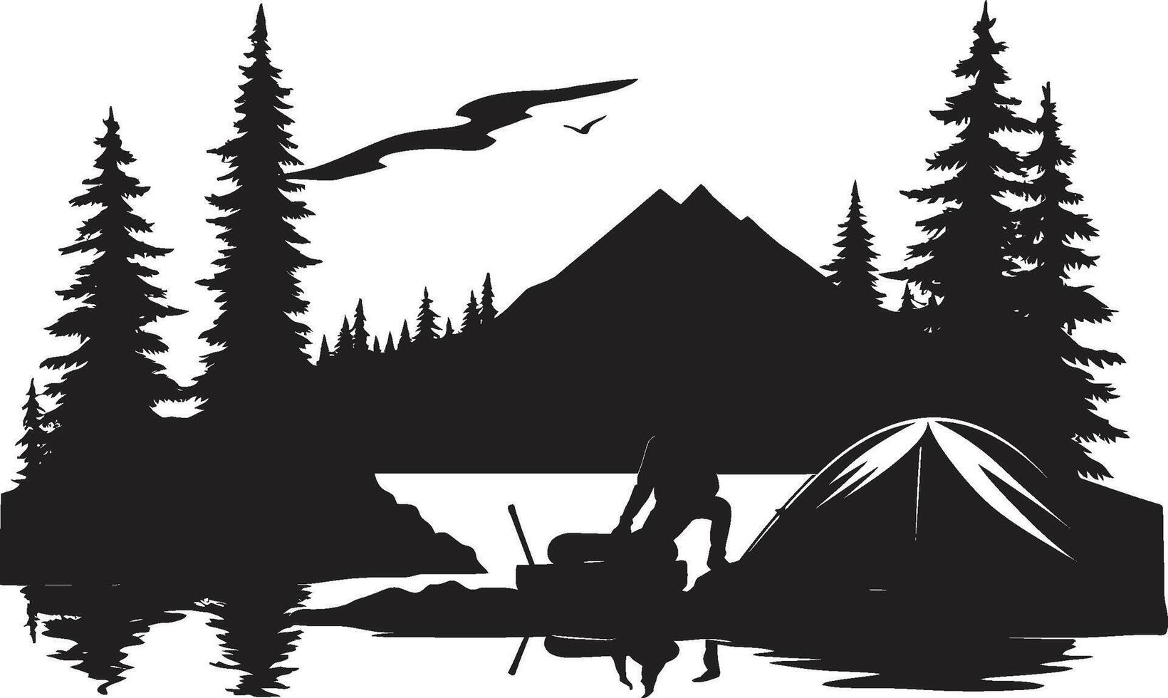 starlit camping zwart vector logo ontwerp icoon voor wildernis trekt zich terug bos- zwerver chique camping icoon in monochromatisch zwart