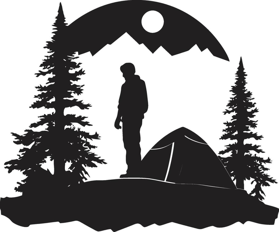 camping sterrenbeelden zwart vector logo ontwerp icoon voor buitenshuis gelukzaligheid rustiek terugtrekken chique camping icoon illustreren zwart vector ontwerp