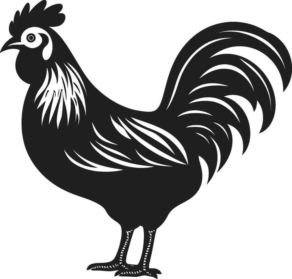 kakelen en chique strak zwart vector logo ontwerp voor kip gelukzaligheid boerenerf fantasie chique vector logo presentatie van kip verfijning