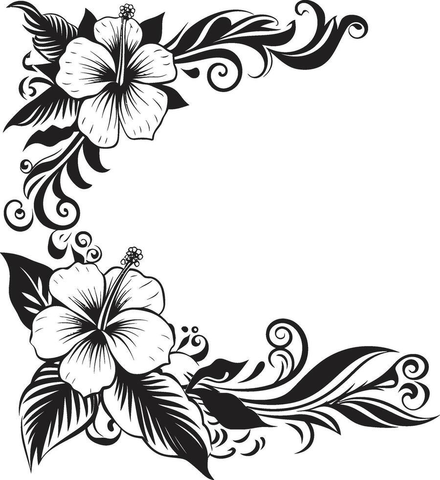 eeuwig elegantie elegant embleem met decoratief bloemen ontwerp bloemen straling strak zwart icoon met decoratief hoeken vector