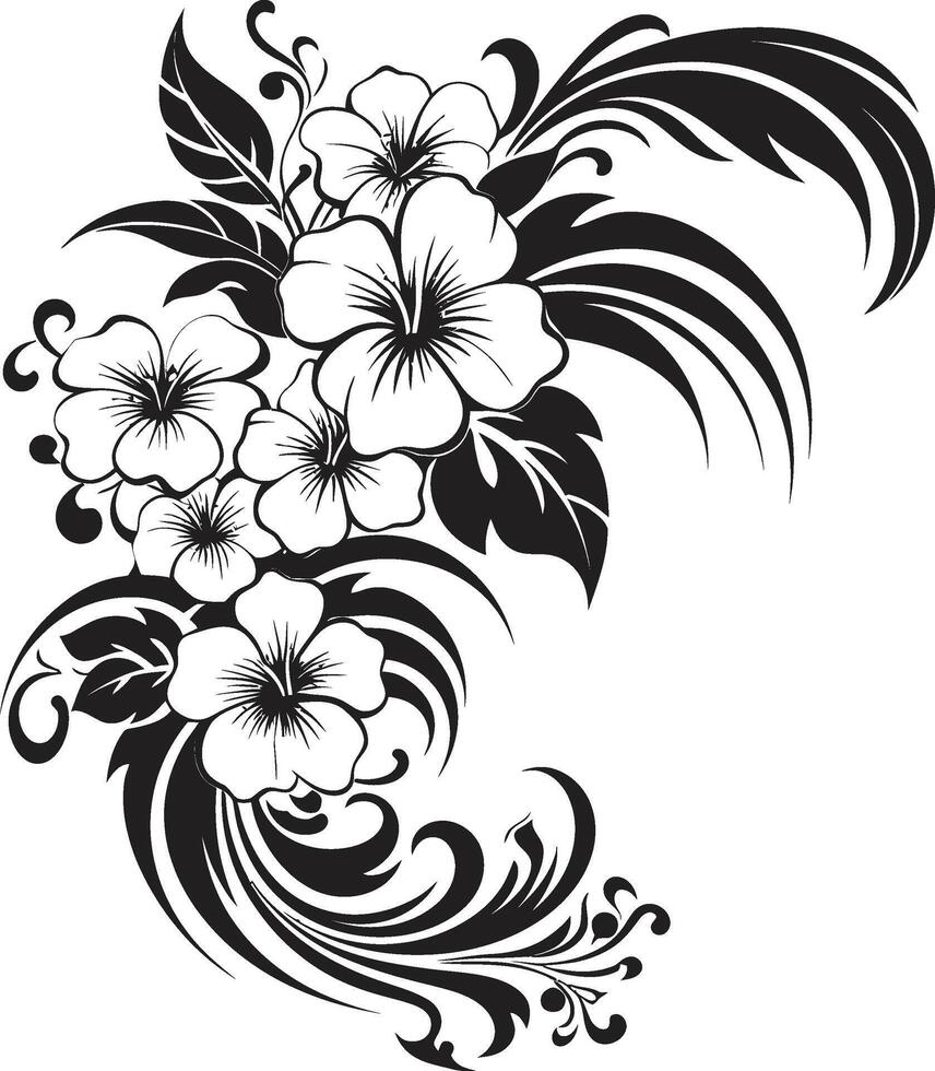 aard nectar monochroom icoon met decoratief hoeken in zwart eeuwig betovering strak embleem markeren decoratief bloemen hoeken vector