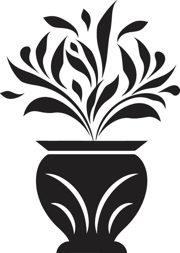 botanisch balans elegant zwart icoon met vector fabriek pot aard niche elegant decoratief fabriek pot logo in monochroom