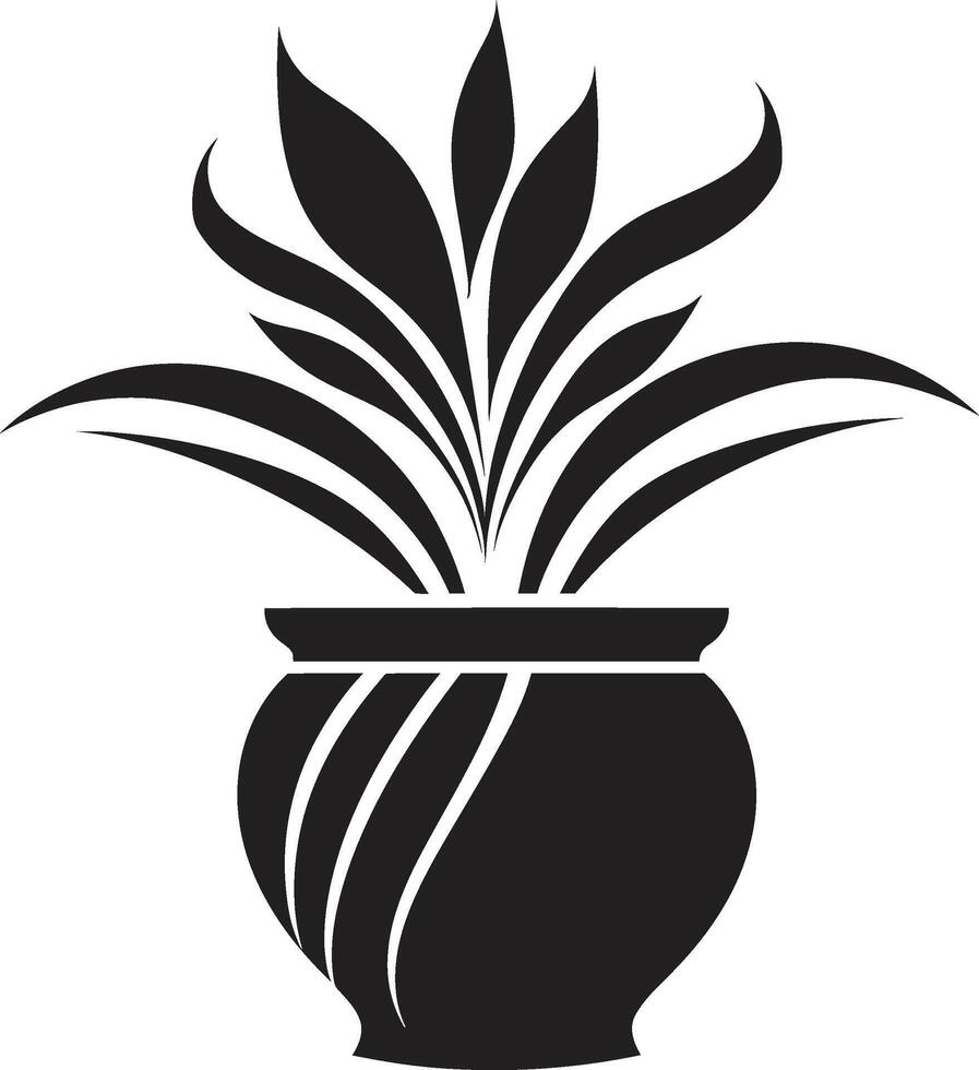 bloemblad panorama strak logo ontwerp met vector fabriek pot biologisch weelde elegant zwart embleem met decoratief fabriek pot