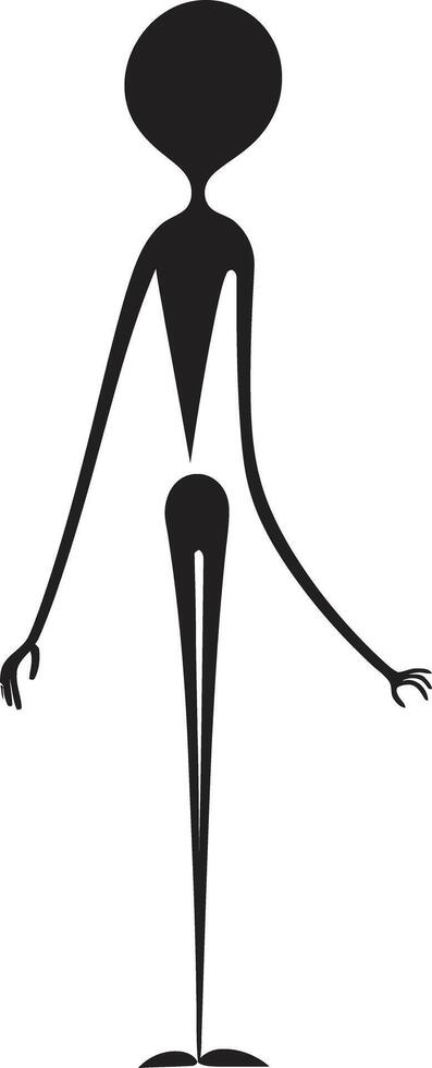 grillig wiebelt chique monochroom logo met tekening stickman tekenfilm canvas elegant zwart stickman icoon in vector ontwerp