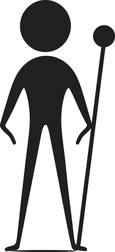 inkt verbeelding strak zwart stickman icoon in tekenfilm ontwerp geanimeerd capriolen chique monochroom logo met tekening stickman vector