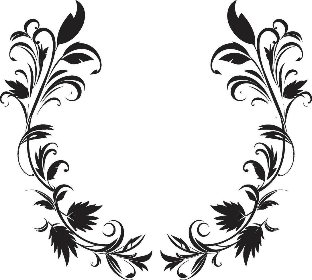 geavanceerde wervelingen strak zwart embleem met tekening decoraties overladen contouren monochroom logo markeren tekening decoratief element vector