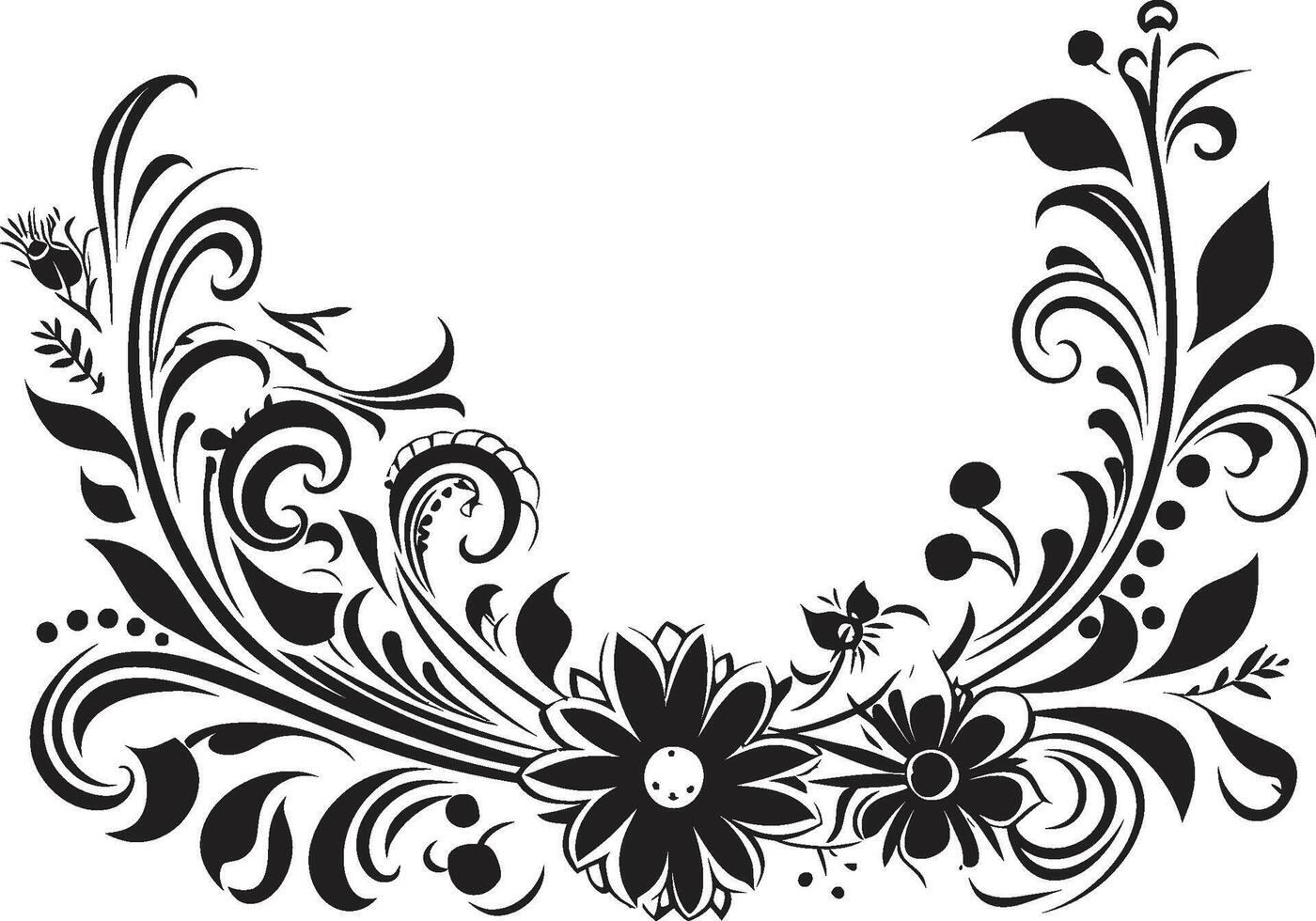 artistiek versieringen monochroom tekening decoratief element in elegant ontwerp chique complexiteit elegant vector icoon met zwart tekening decoraties