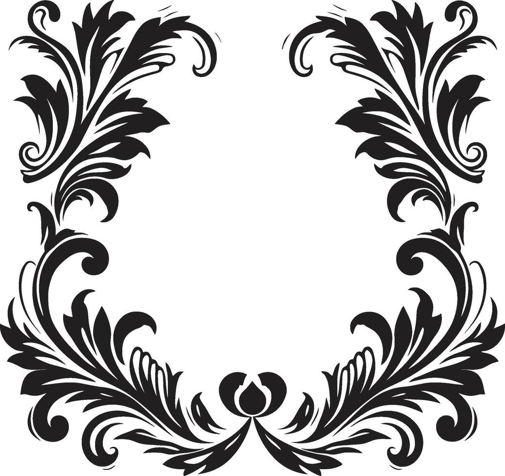 chique complexiteit elegant decoratief kader in monochroom vector ontwerp eigenzinnigheid in golven zwart tekening logo met elegant decoratief kader