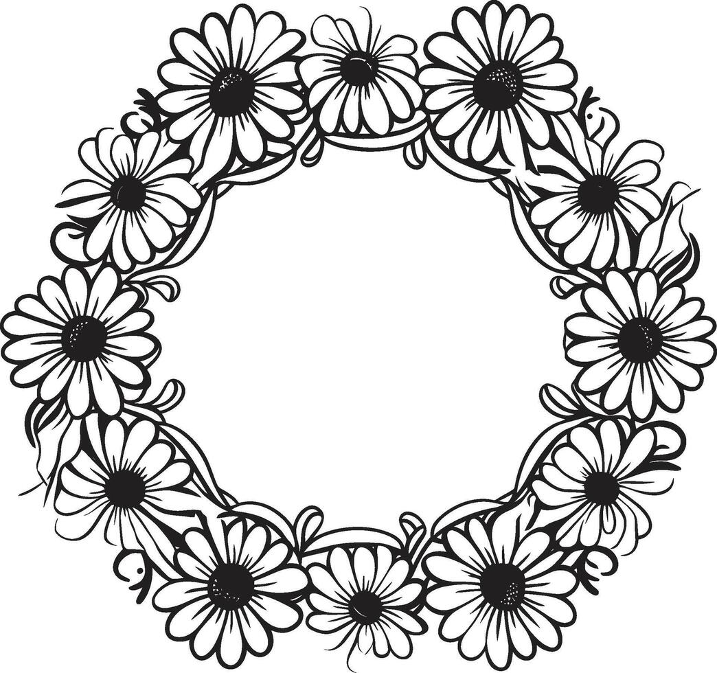 fantasievol bloeit zwart logo met decoratief tekening kader elementen geavanceerde wervelingen strak embleem met monochroom decoratief kader element vector