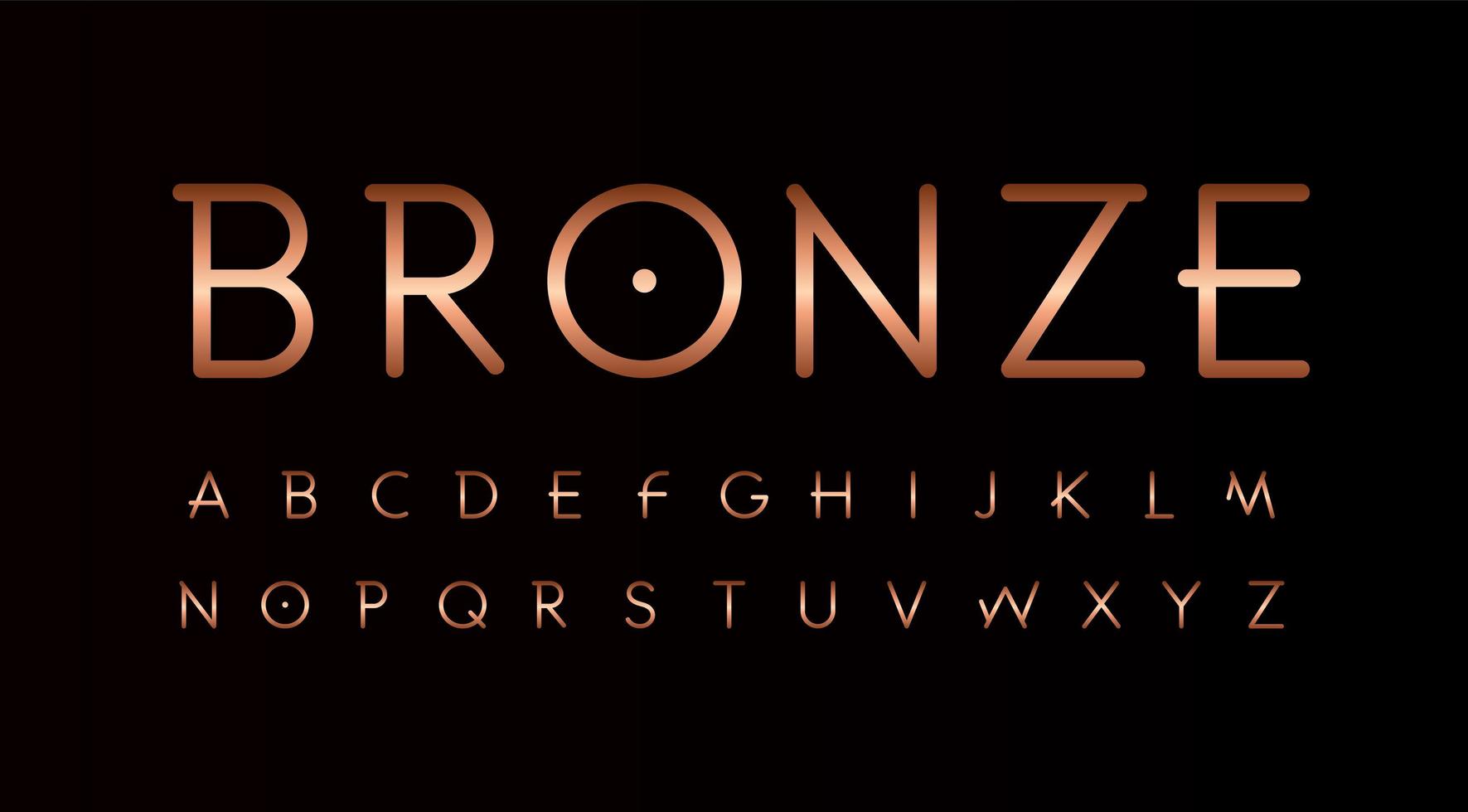 bronzen brieven instellen. dunne lijnen ongebruikelijke stijl vector Latijns alfabet. lettertype voor evenementen, promoties, logo's, banner, monogram en poster. typografie ontwerp.
