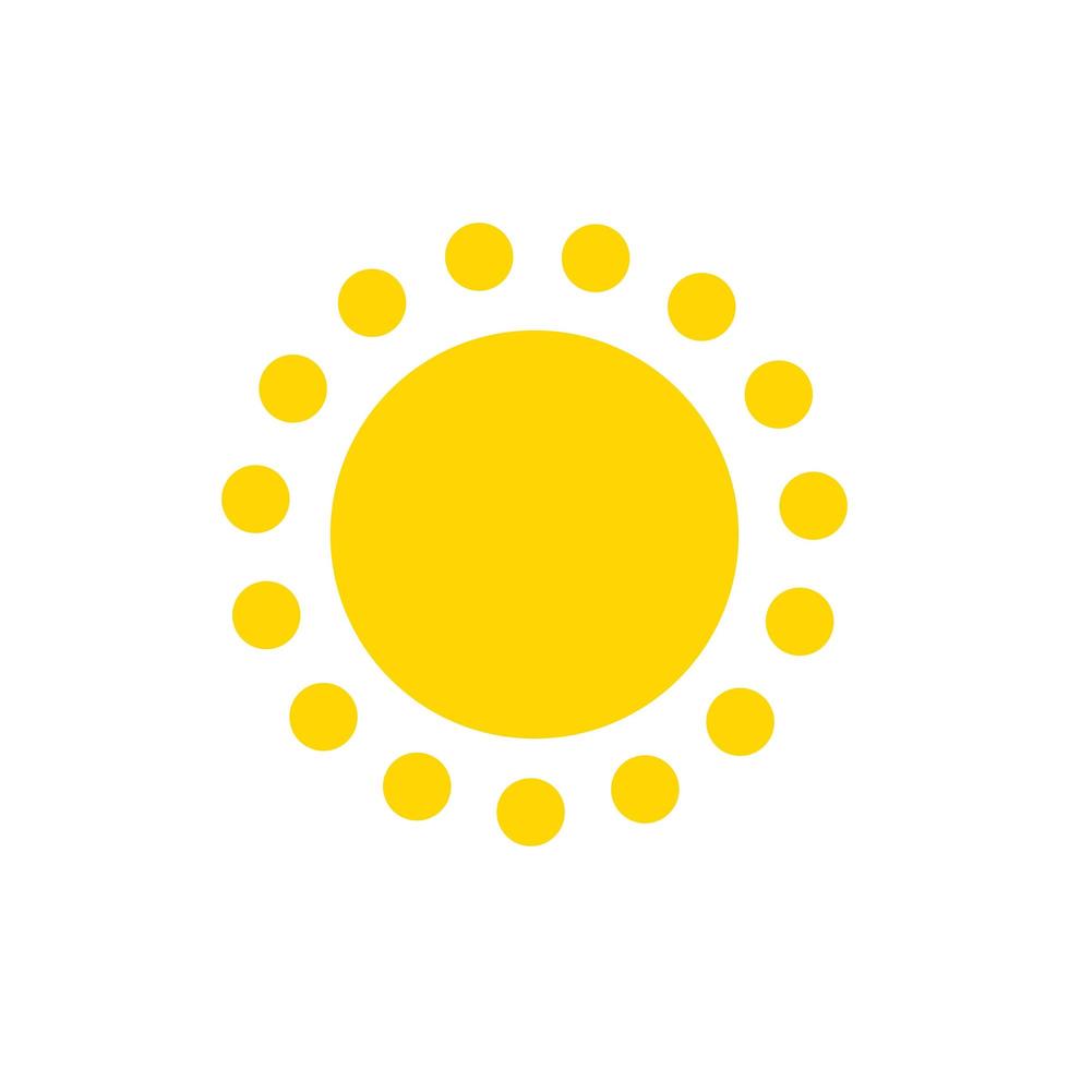 zomer symbool. zon moderne icoon. stippen en punten zonnige cirkelvorm. geïsoleerde vector logo concept op witte achtergrond