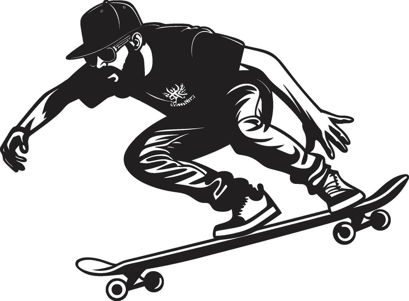 stad schuif vector symbool van een Mens Aan een skateboard in strak zwart sensatie treder gespannen zwart logo ontwerp met een skateboarden Mens icoon