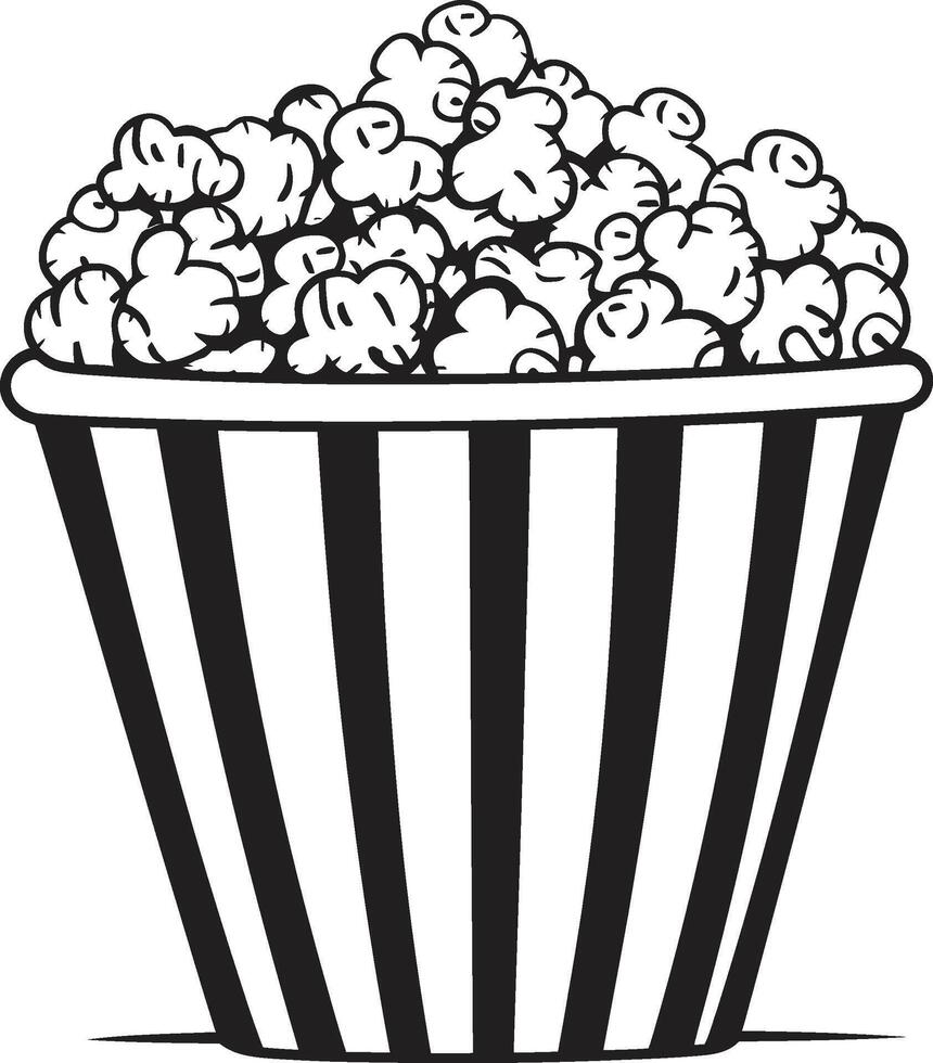 knallen elegantie vector zwart symbool voor geavanceerde popcorn culinaire kunstenaarstalent strak zwart logo ontwerp met verrukkelijk popcorn