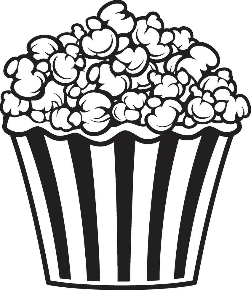 knalde elegantie elegant zwart logo icoon voor premie popcorn popcorn zwier strak vector symboliseert fijnproever popcorn in zwart