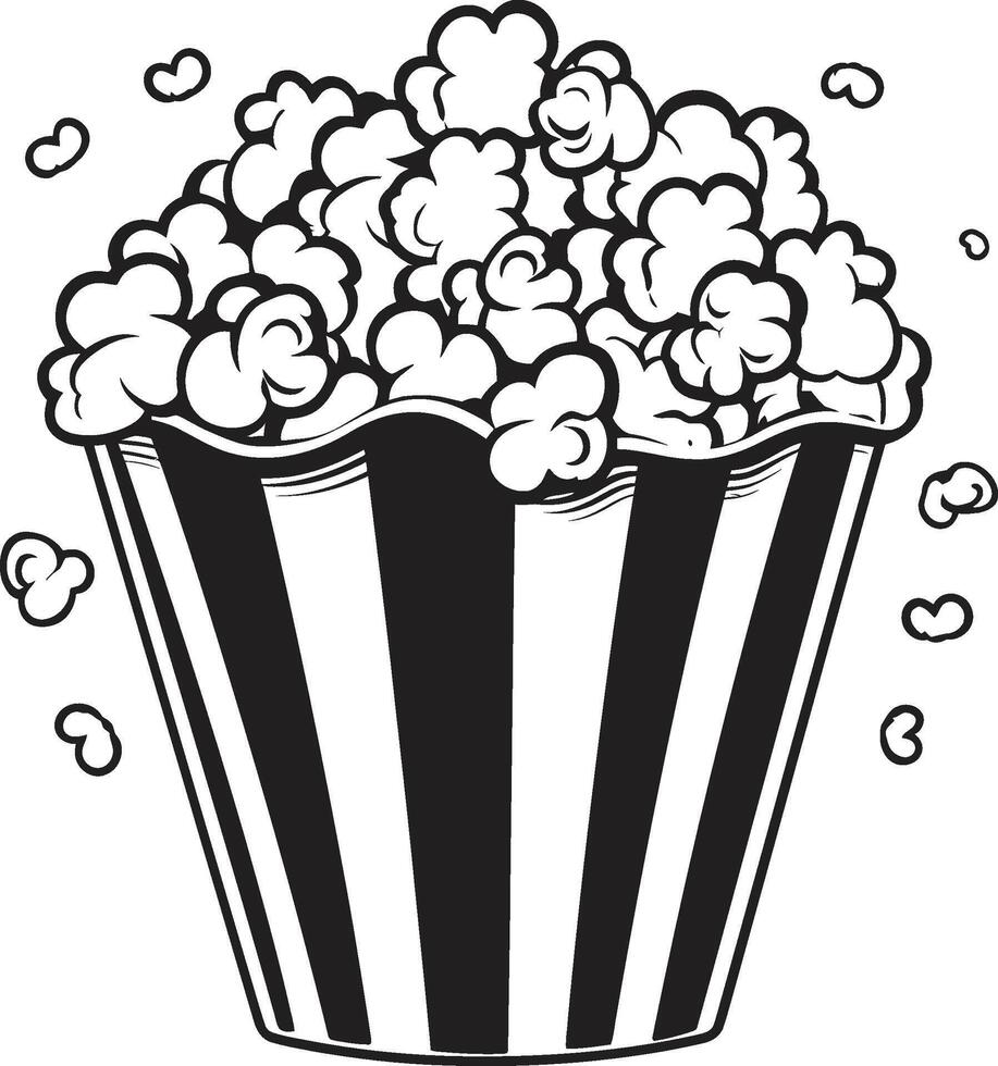 knalde perfectie vector zwart icoon vieren de kunst van popcorn tussendoortje symfonie elegant zwart logo ontwerp met iconisch popcorn