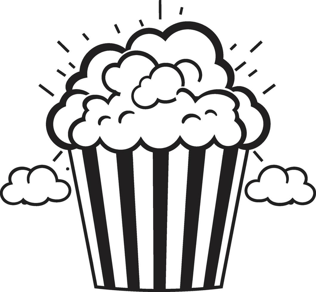 filmische kenner strak icoon betekenend premie popcorn in zwart Tussendoortjestijd pracht vector zwart logo ontwerp met popcorn elegantie