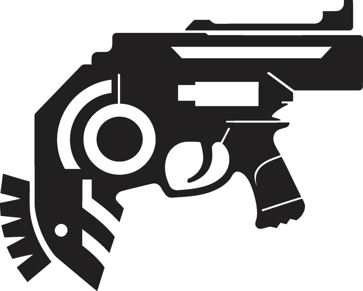 schuim vuurstorm dynamisch zwart icoon met speelgoed- geweer logo ontwerp Nerf natie strak vector symbool van een speelgoed- geweer in zwart