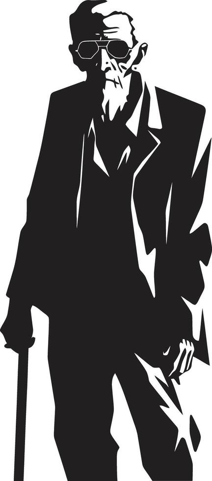macabre maestro zwart symbool omarmen de beangstigend terreur van een eng oud zombie griezelig lichamelijk iconisch zwart logo ontwerp uitdrukken de verschrikking van een ouderen zombie vector
