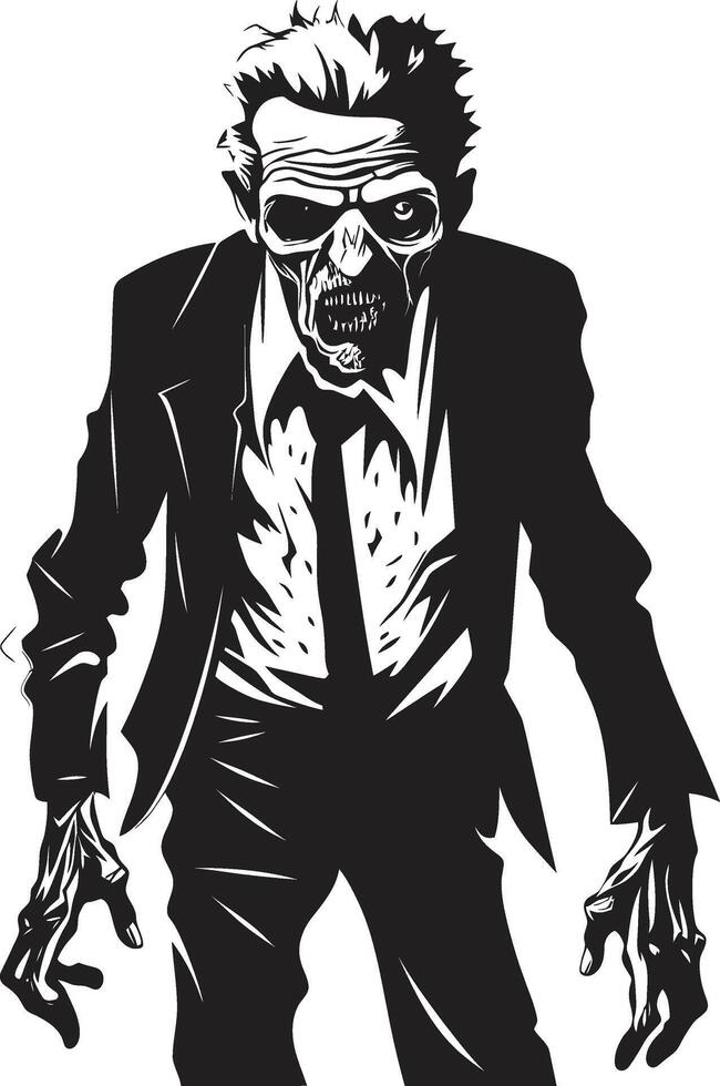 zombie zefier iconisch vector symbool uitdrukken de beangstigend aanwezigheid van een eng zombie in zwart ondood opschudding dynamisch zwart logo ontwerp met een angstaanjagend oud zombie