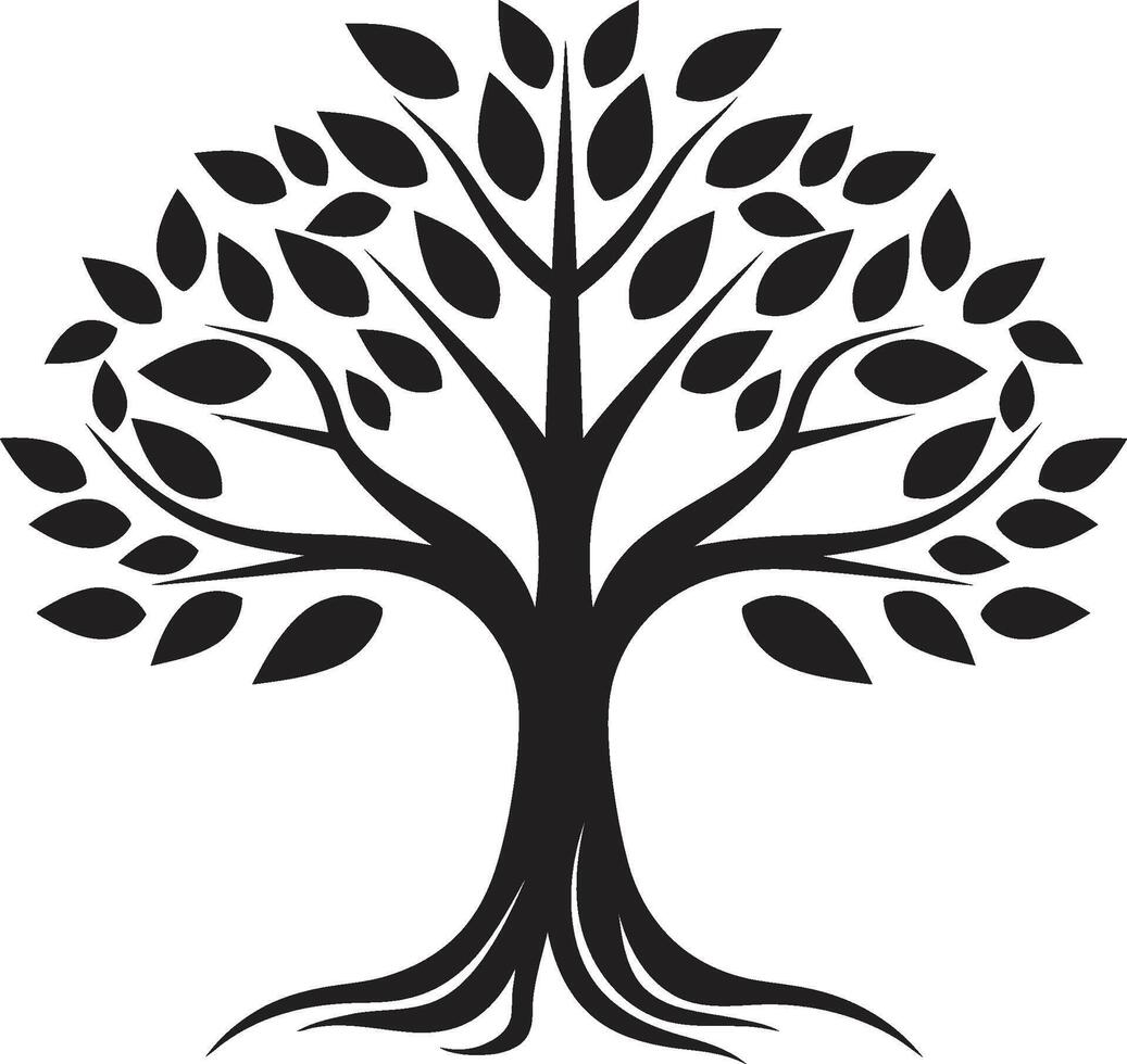 bladerrijk inzet dynamisch zwart logo ontwerp voor groen initiatieven aftekenen jonge boom iconisch vector boom plantage symbool in zwart