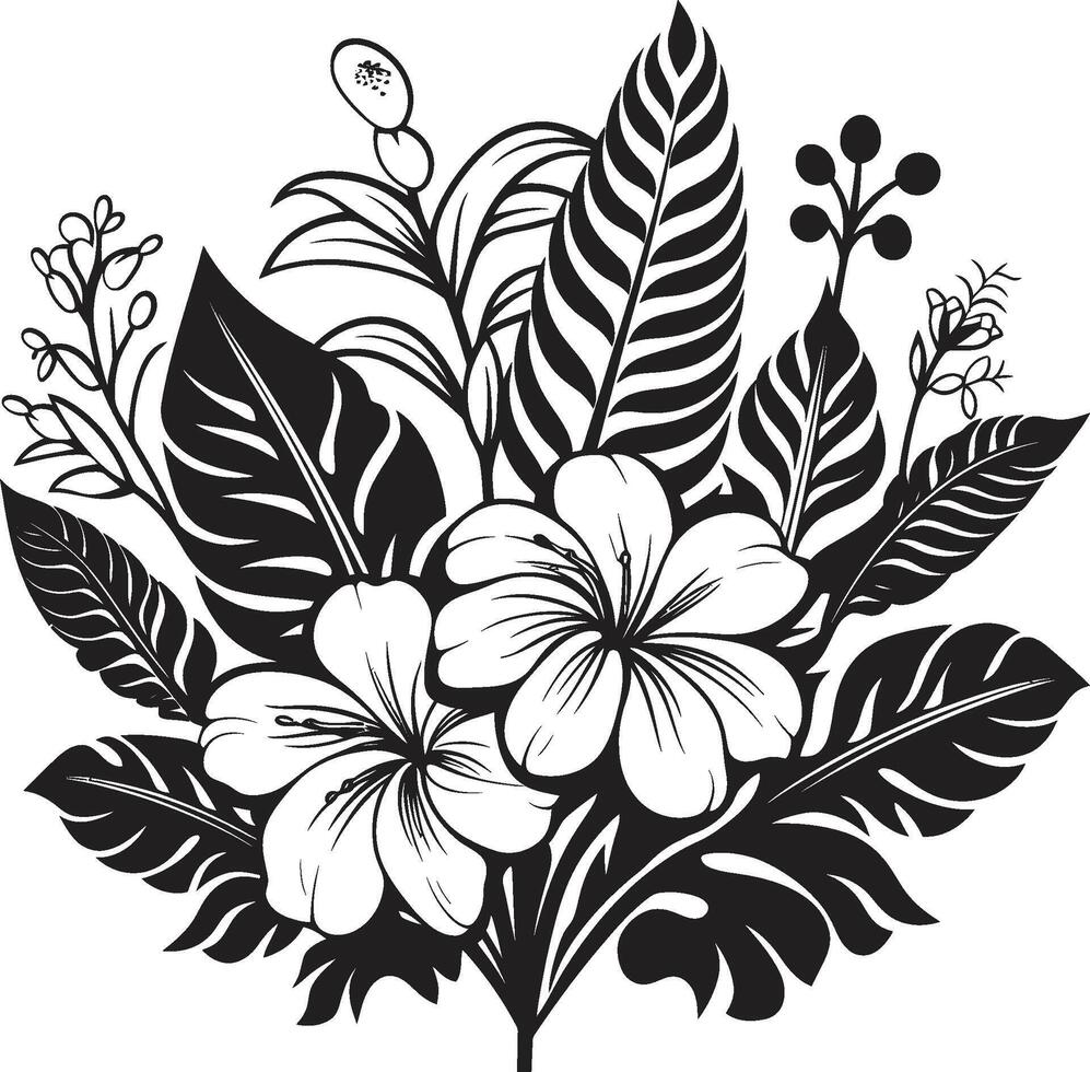 eco tropen iconisch zwart logo ontwerp met fabriek bladeren en bloemen klassiek kruisers tijdloos wijnoogst auto vector zwart logo ontwerp