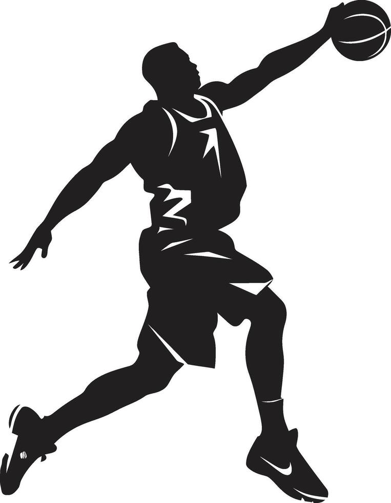 rand rapsodie basketbal speler dunk vector logo in vector harmonie zwaartekracht grootmeester vector ontwerp voor dompelen meesterschap