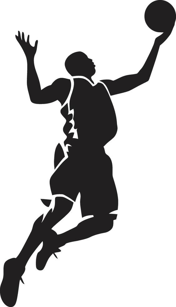 lucht piek basketbal speler dunk vector voor stijgende dunkers rand rapsodie vector logo voor dompelen harmonie