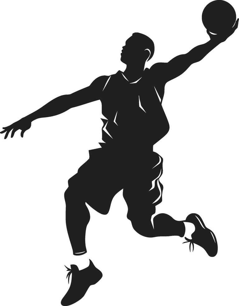 zwaartekracht grootmeester basketbal speler dunk logo in vector dapperheid lucht beeldhouwwerk dunk vector icoon voor hoepel ambachtslieden