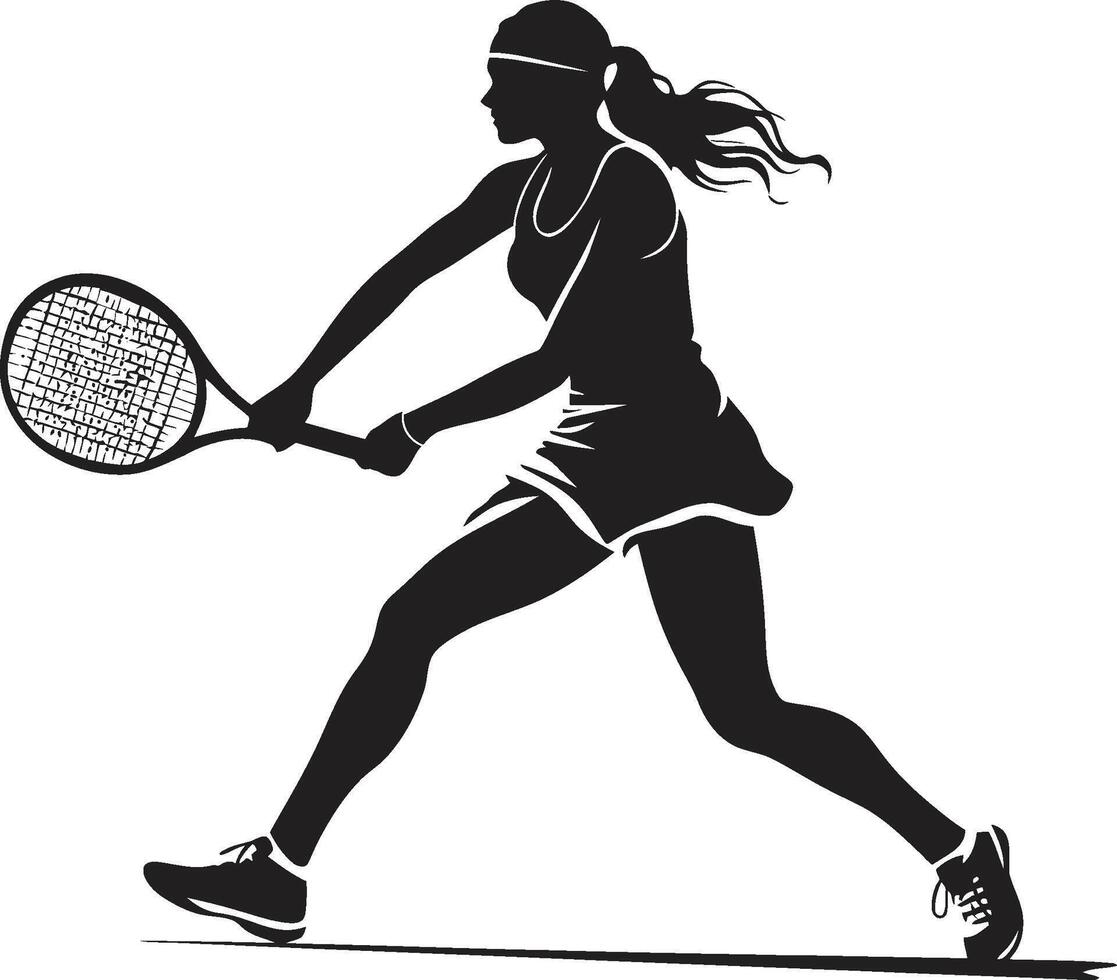 verpletteren kalmte tennis speler logo in vector kalmte netto navigator vrouw tennis vector icoon voor precisie