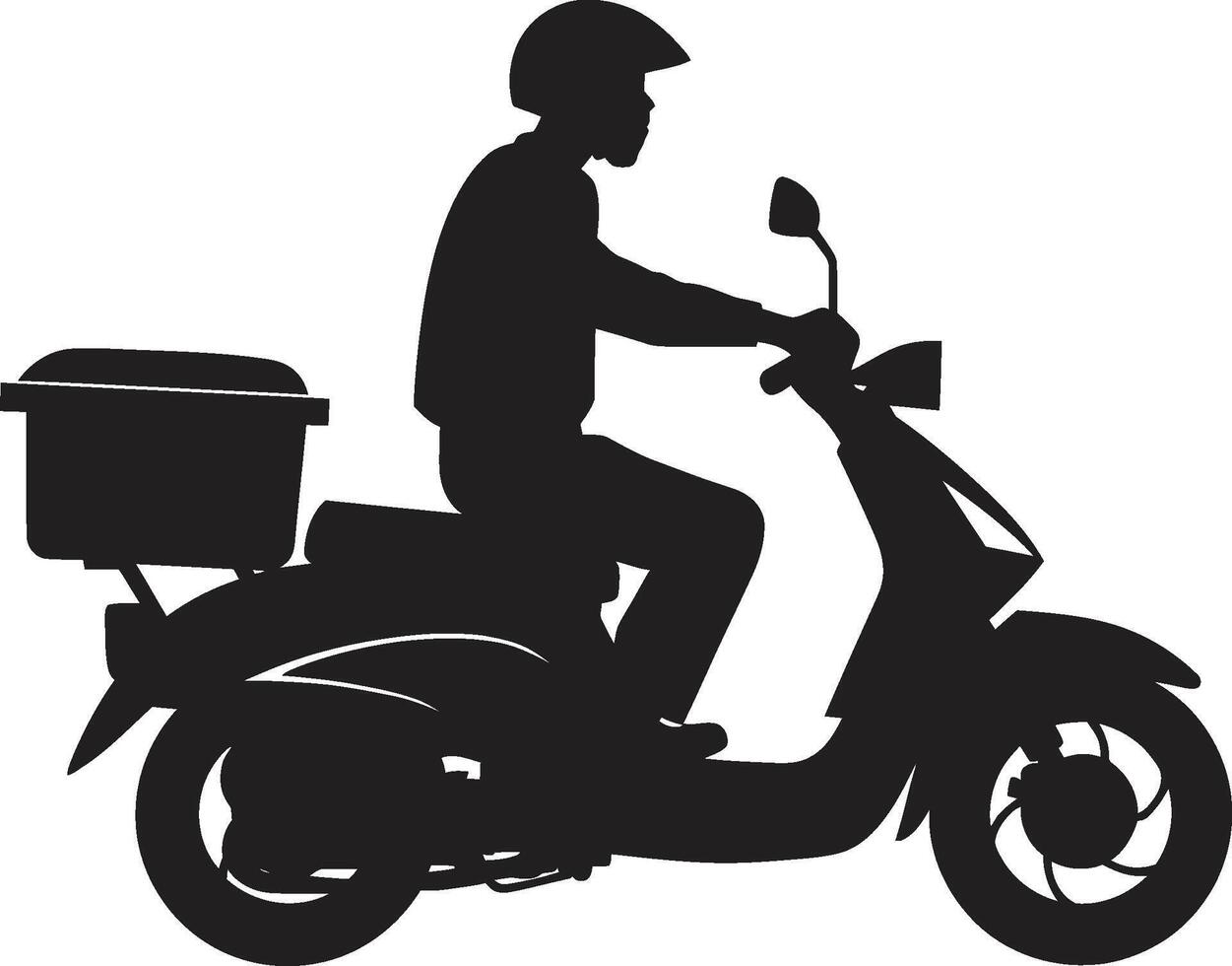 snel geneugten scooter Mens vector logo voor snel voedsel levering straat hartig rijder vector icoon voor scooter voedsel levering