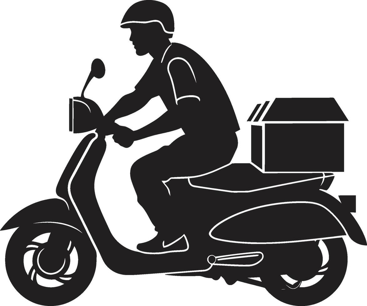 snel byte koerier vector logo voor snel scooter voedsel levering gehaast maaltijd rijder scooter Mens icoon voor snel voedsel laten vallen offs