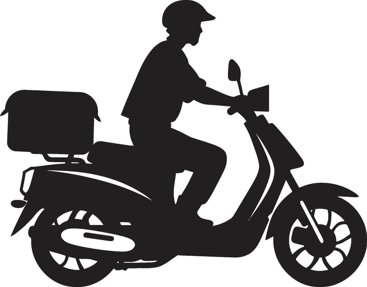 smaak Aan de vlieg scooter Mens vector logo voor snel voedsel levering snel bijt brigade scooter icoon voor snel voedsel leveringen