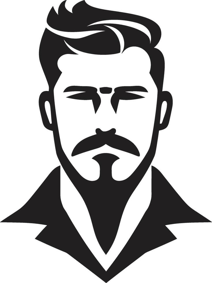 minzaam silhouet insigne elegant mannetje gezicht icoon met glad lijnen gebeeldhouwd kalmte kam vector ontwerp voor kalmte mannetje gezicht logo