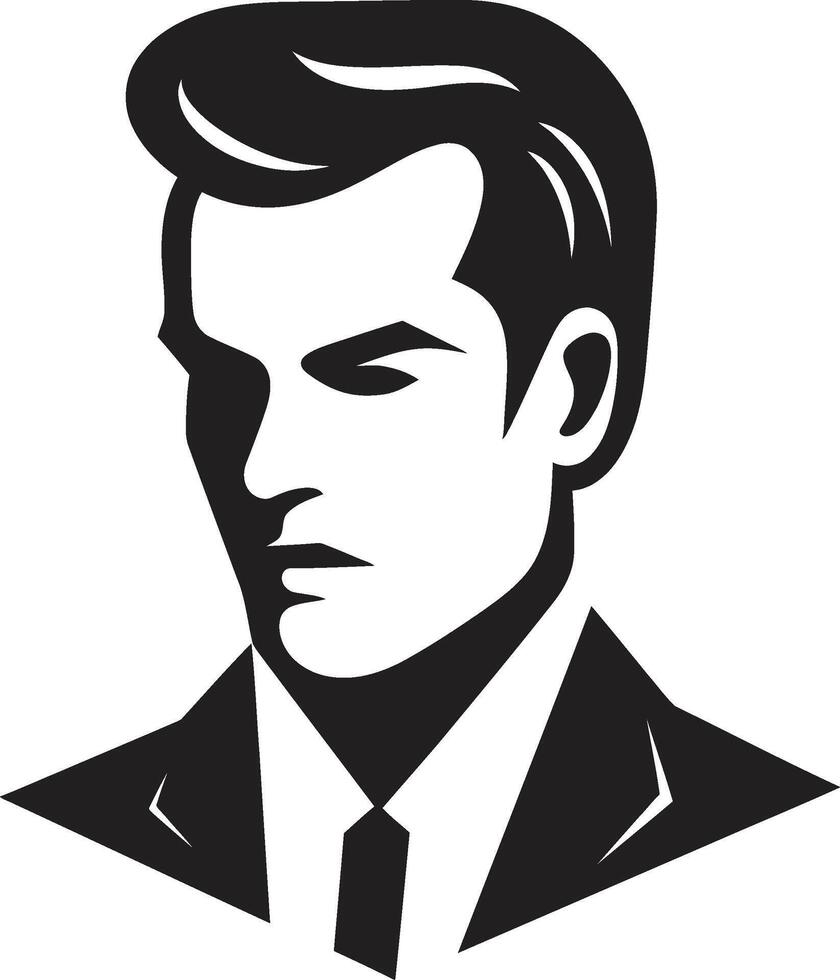 klaar profiel insigne vector logo voor bevallig mannetje gezicht illustratie hedendaags vertrouwen insigne mannetje gezicht vector icoon met stoutmoedig aanwezigheid