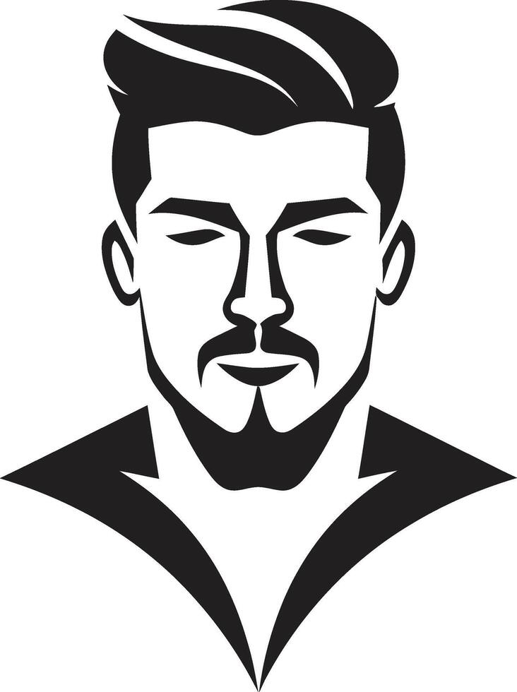 robuust veerkracht insigne vector ontwerp voor sterk mannetje gezicht logo artistiek verleiden kam mannetje gezicht vector icoon met creatief flair