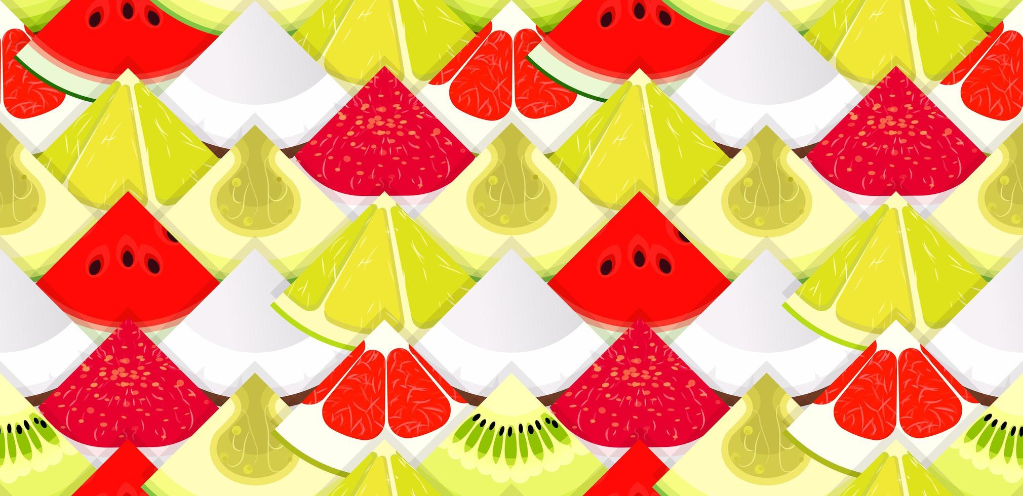 fruit naadloze textuur. patroon met stukjes fruit. textuur voor verpakking en achtergrond. heldere herhaalbare achtergrond. vector illustratie