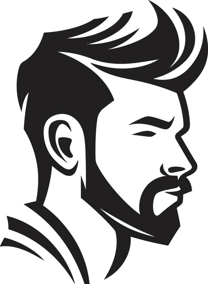 gebeiteld charme insigne aantrekkelijk mannetje gezicht icoon in opvallend detail minzaam silhouet insigne elegant mannetje gezicht vector ontwerp met glad lijnen