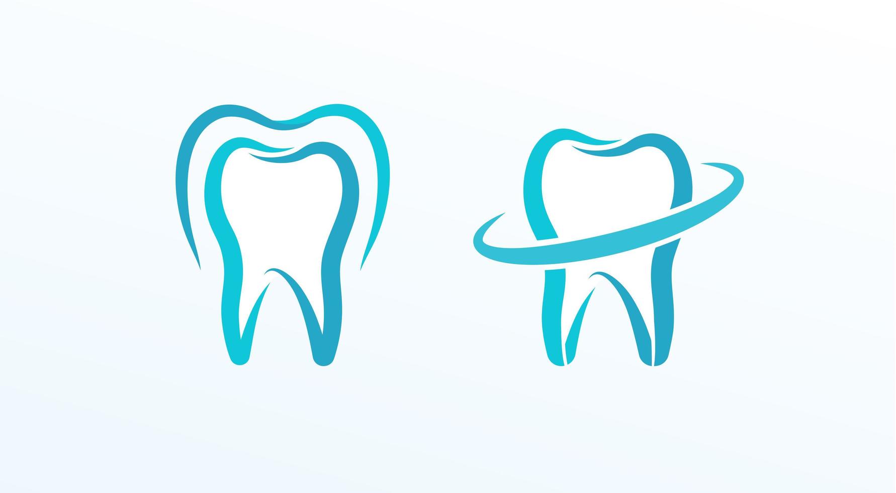 tandheelkunde platte cartoon stijl vector logo concept. beschermde tand, geïsoleerde pictogrammen op een witte achtergrond. lineaire symbolen van tand voor orthodontische kliniek en tandheelkunde.