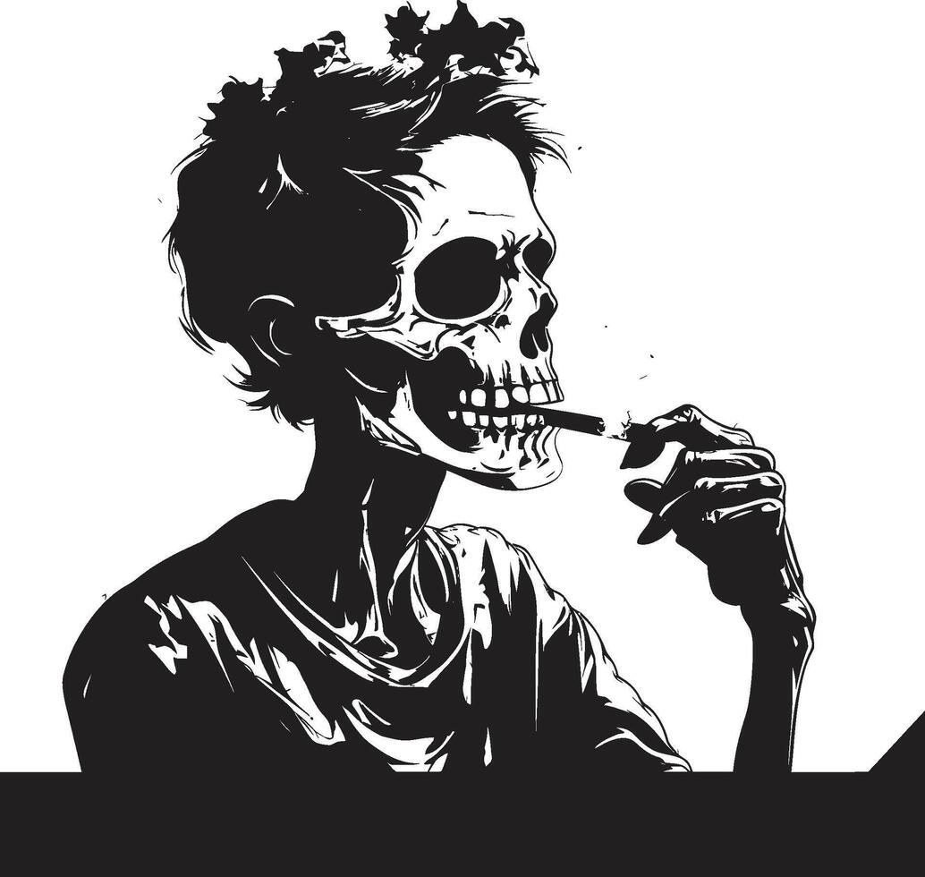 goed verzorgd debonair embleem roken skelet vector logo voor tijdloos elegantie geavanceerde roker insigne vector ontwerp voor heer skelet icoon