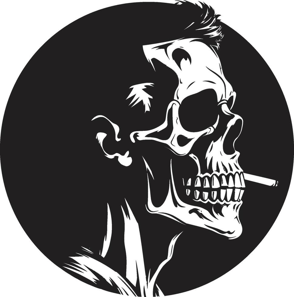 geavanceerde stogie insigne roken skelet vector logo voor elegant branding rokerig branie insigne vector ontwerp voor heer skelet icoon met stijl