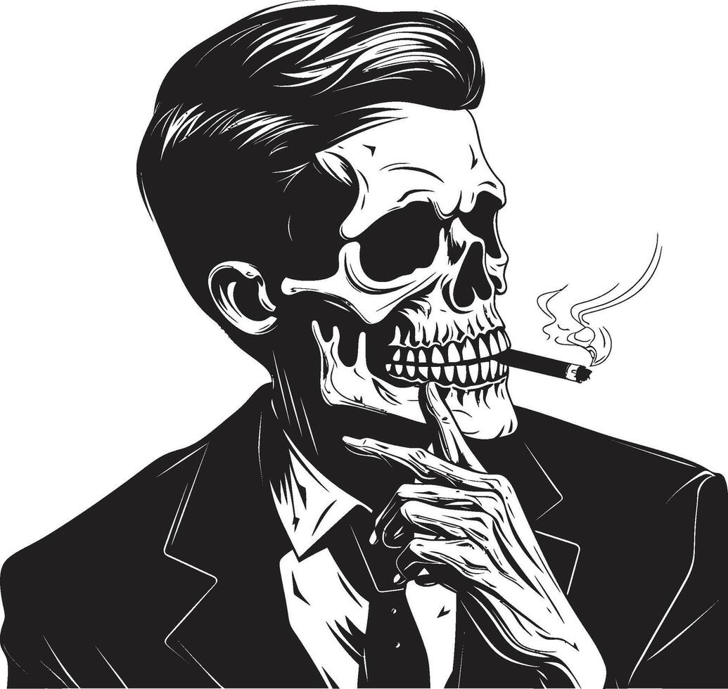 goed verzorgd debonair embleem roken heer skelet vector logo voor tijdloos elegantie geavanceerde roker insigne vector ontwerp voor heer skelet icoon met klasse