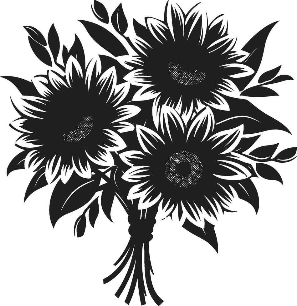 gouden gloed insigne elegant logo met zonnebloemen in vol bloeien zonneschijn bloeien insigne helder zonnebloemen icoon voor levendig ontwerp vector